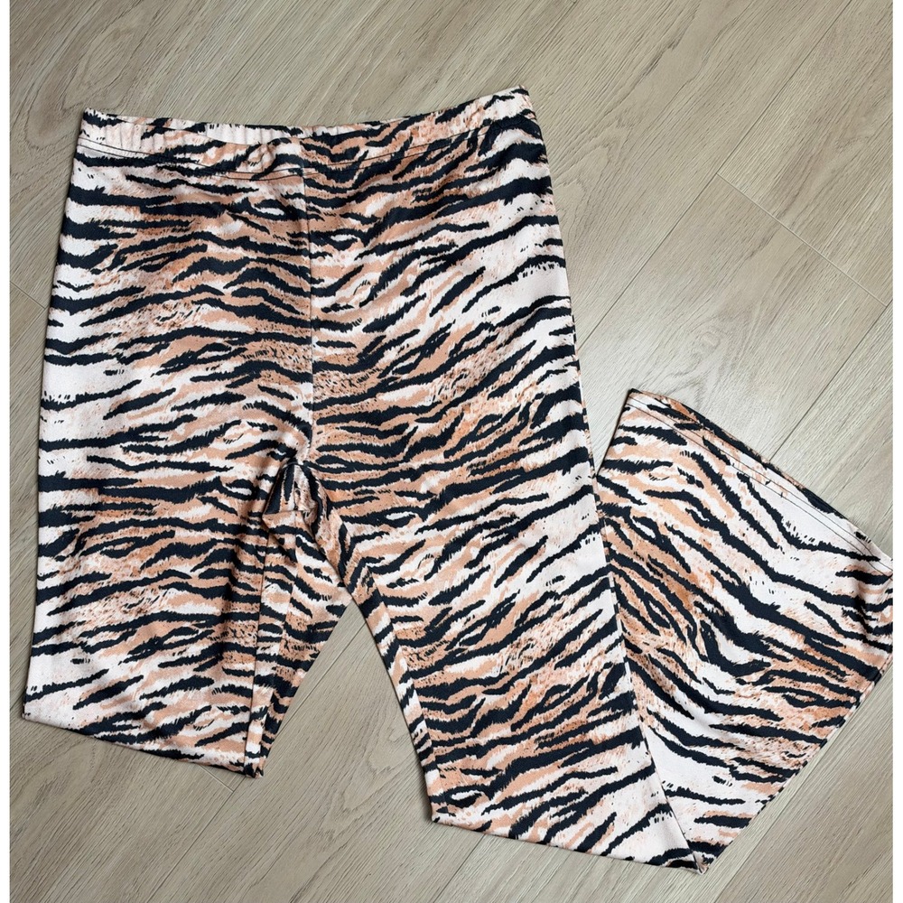 High Waisted Tigerskin Print Flare Bell Bottom Legging Pants